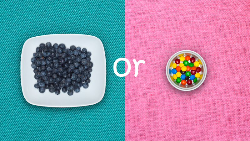 blueberries vs. M&Ms