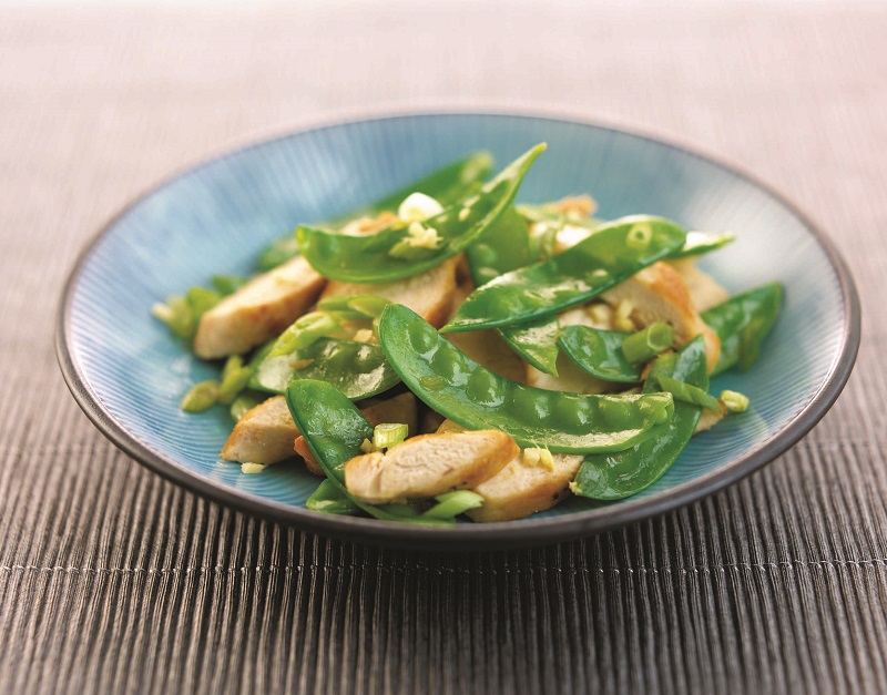 ginger chicken with snow pea salad 
