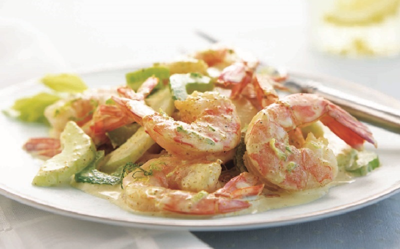 shrimp salad with celery and cucumbers 