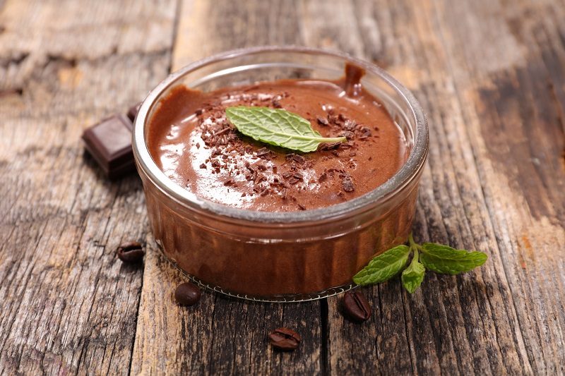 Chocolate Mousse with Mint Garnish
