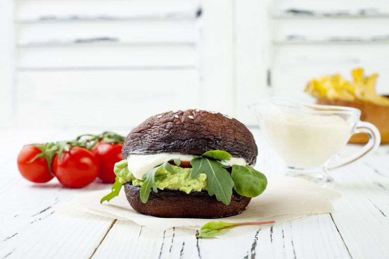 mushrooms bun burger for a low-carb bread swap