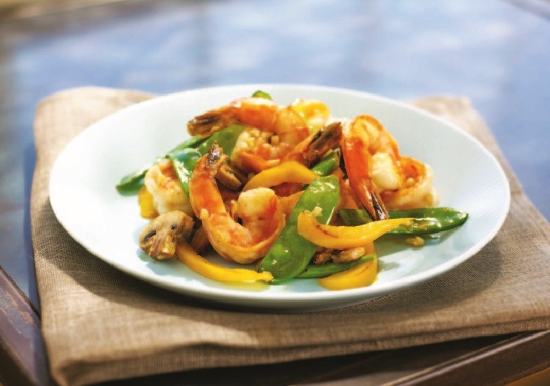 healthy low carb ginger shrimp and vegetable stir fry