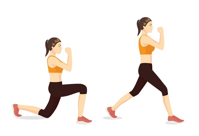 Illustrated exercise guide of woman doing reverse Lunges